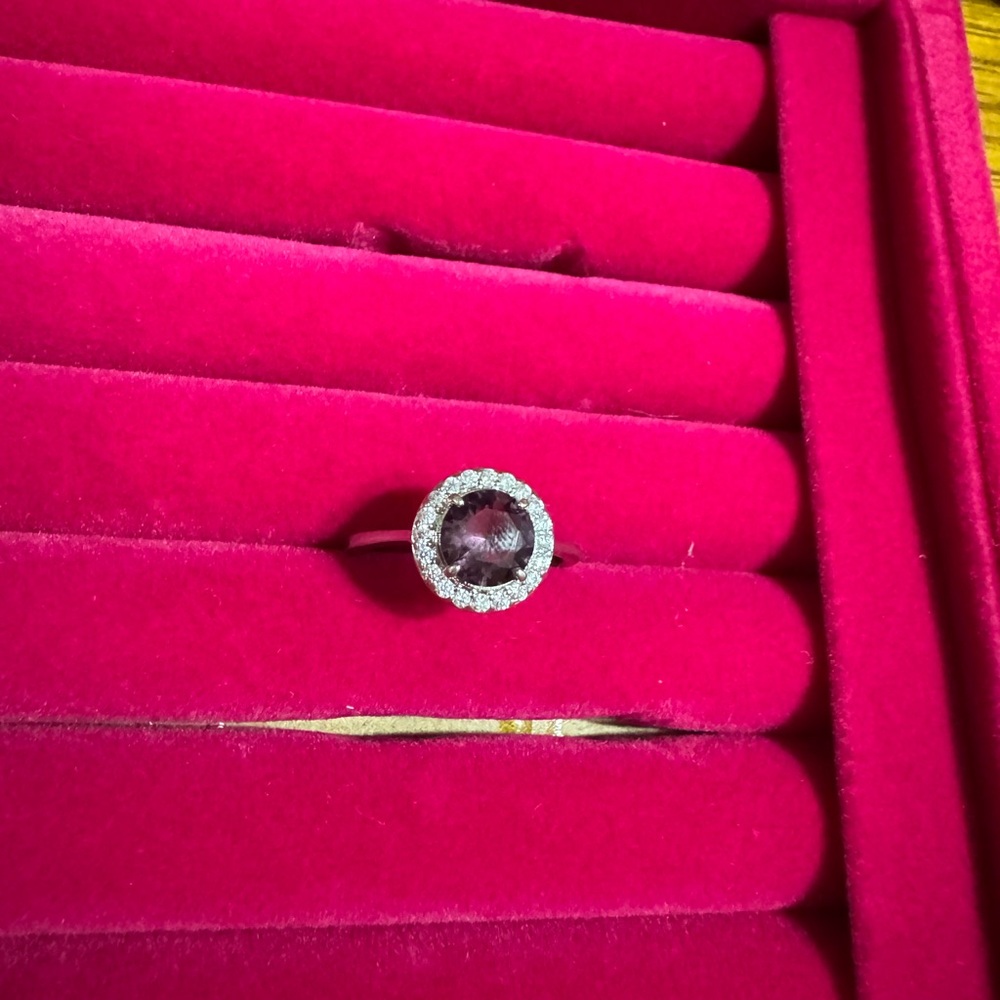 Elegant Silver and Purple Women's Ring